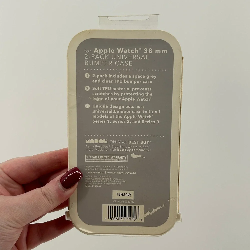 Modal Apple Watch 38mm 2-Pack Bumper Case Space Grey & Clear MD-AWBC382PK